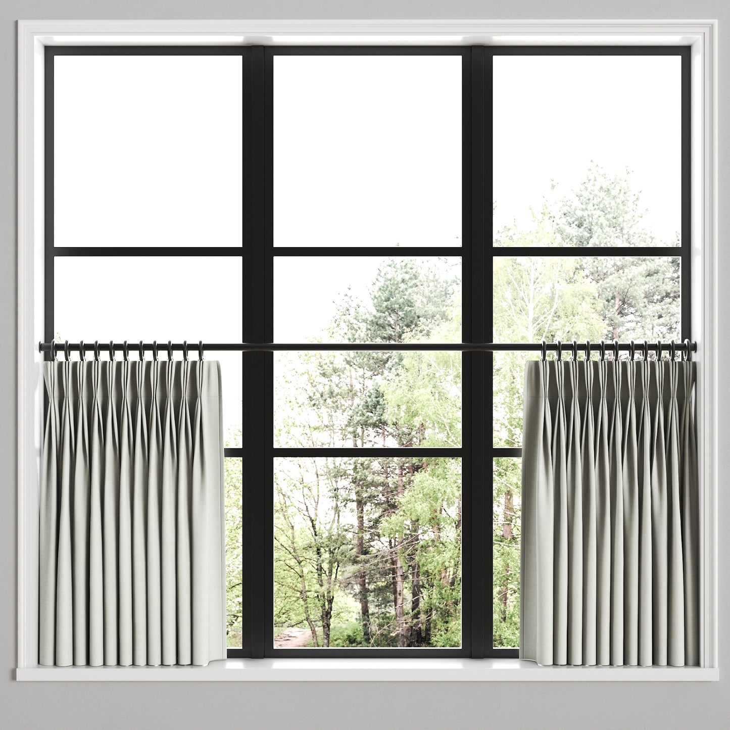 Pinch Pleat Cafe Curtains in Classic Linen - Silver