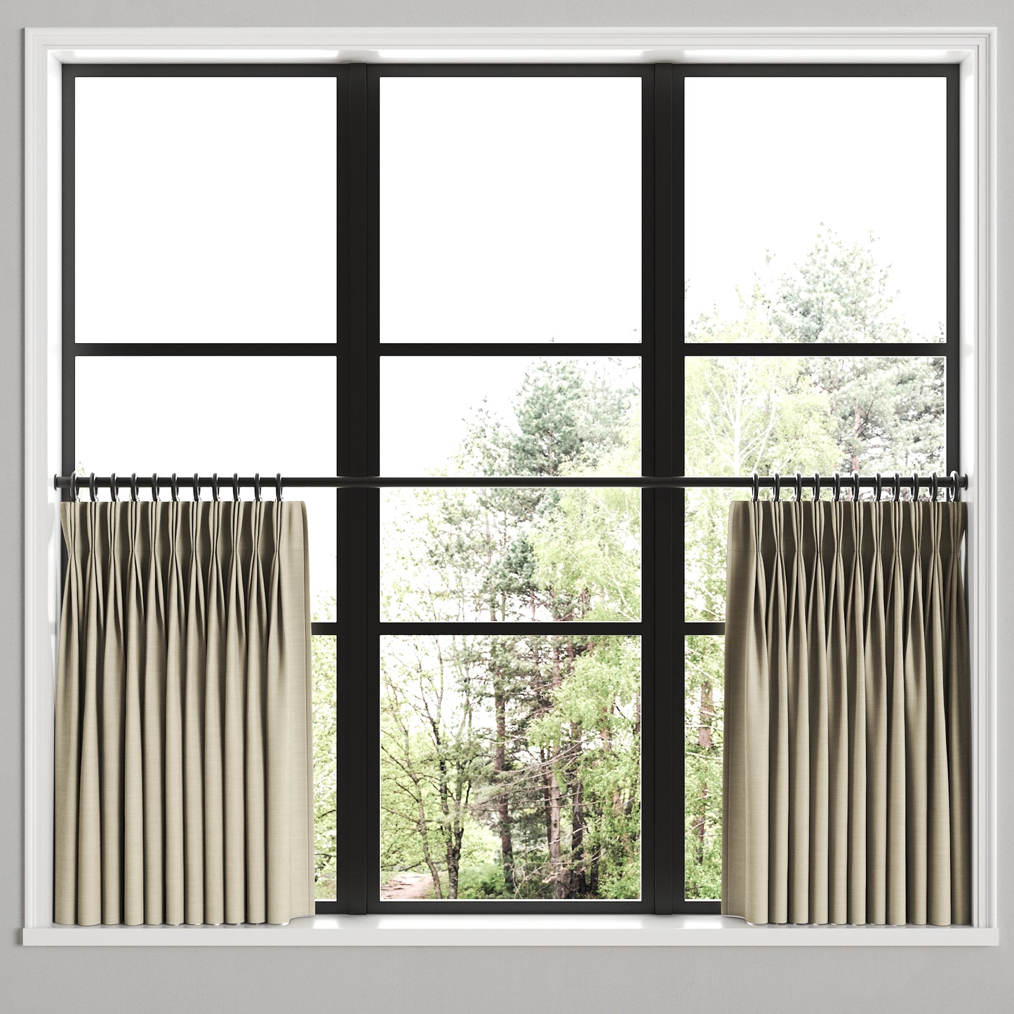 Pinch Pleat Cafe Curtains in Classic Linen - Toast