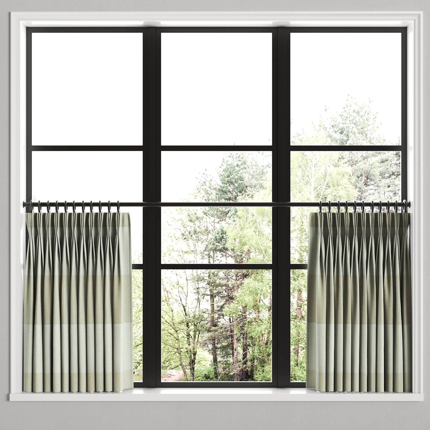 Pinch Pleat Cafe Curtains in Foxy Plaid Dune