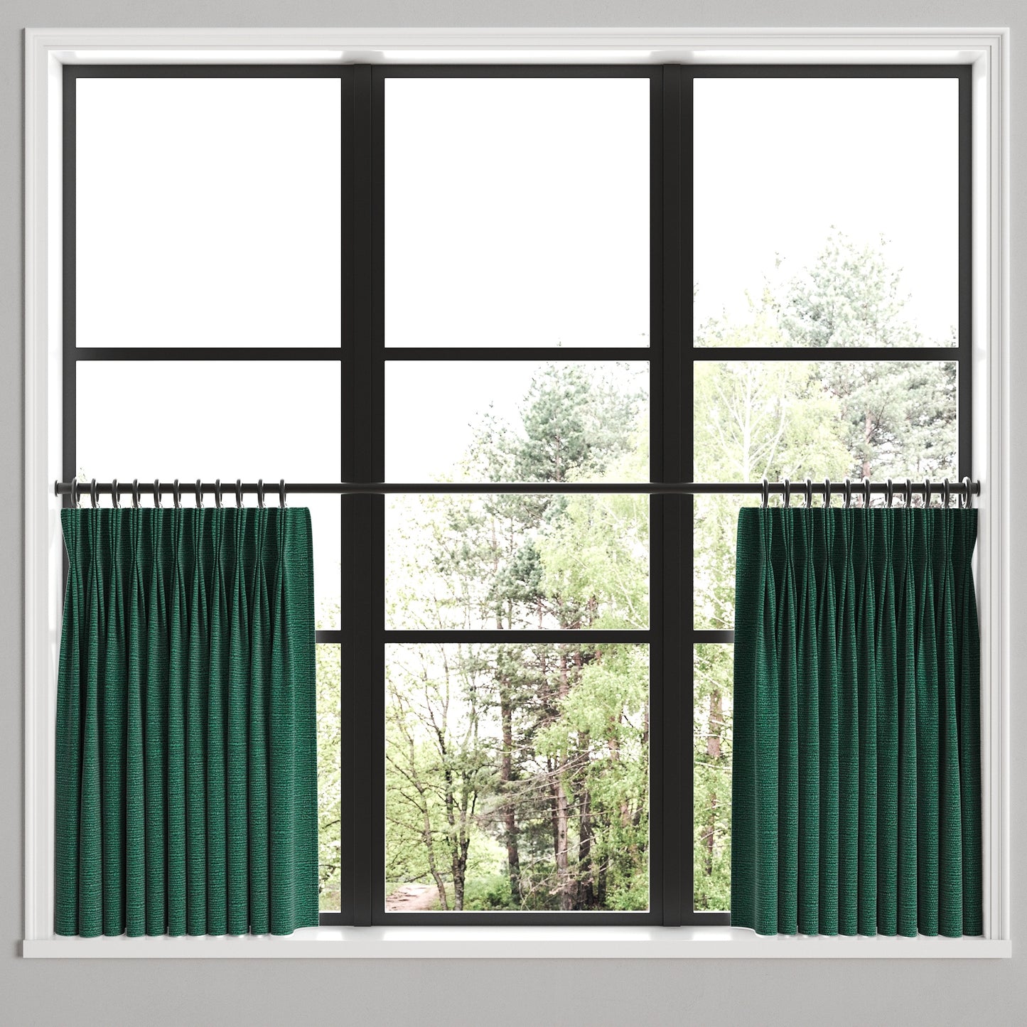 Pinch Pleat Cafe Curtains in Slubby Linen - Spruce