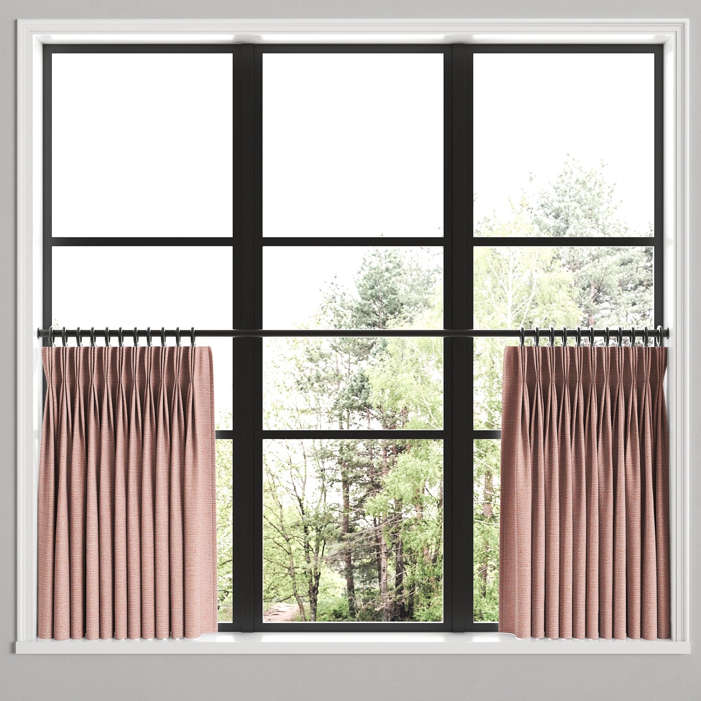 Pinch Pleat Cafe Curtains in Slubby Linen - Think Pink