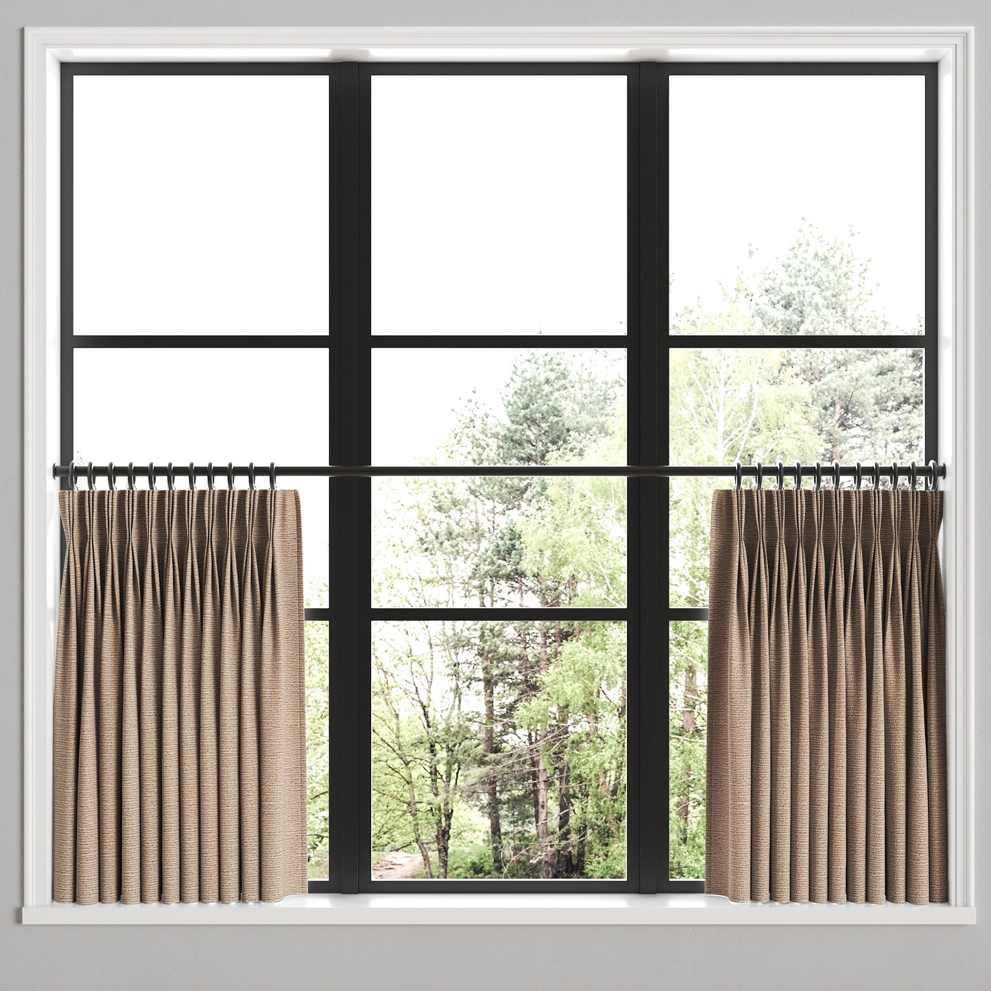 Pinch Pleat Cafe Curtains in Slubby Linen - Caramel