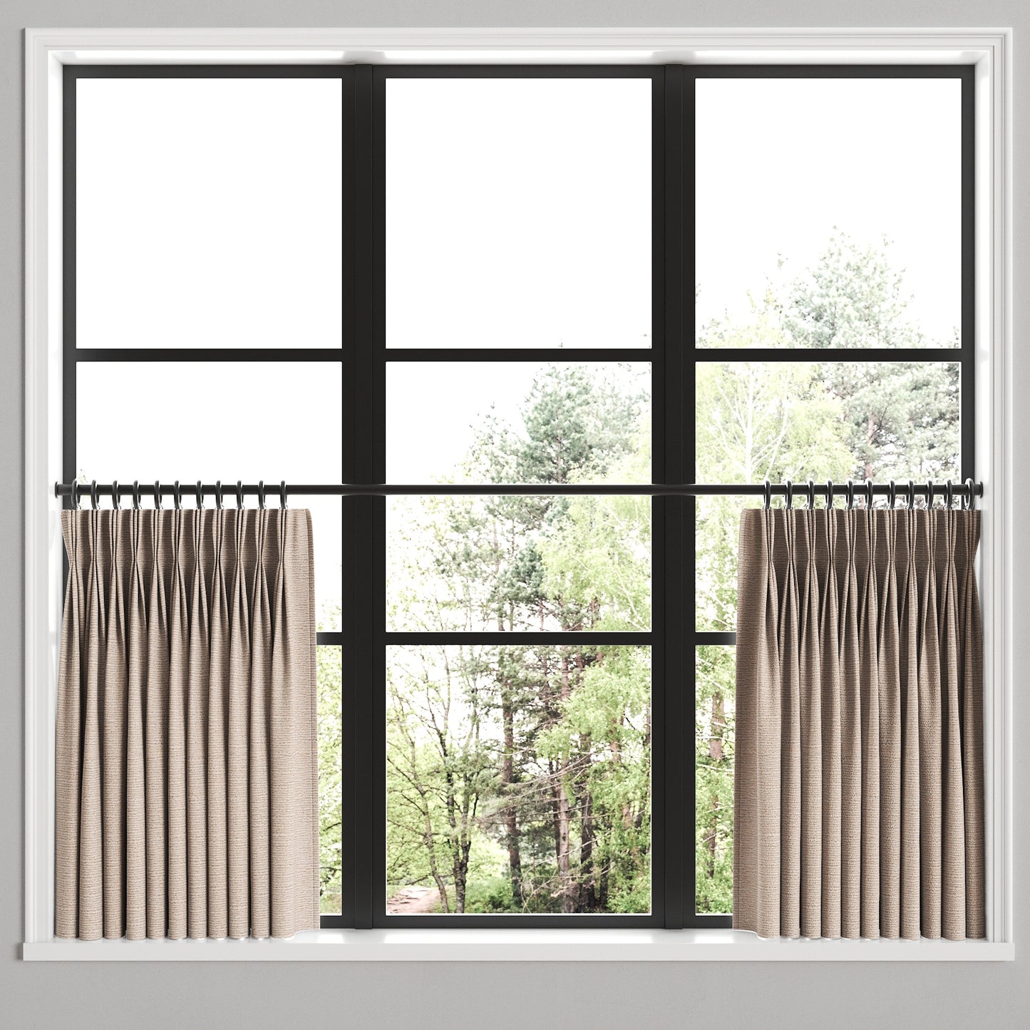 Pinch Pleat Cafe Curtains in Slubby Linen - Cashmere