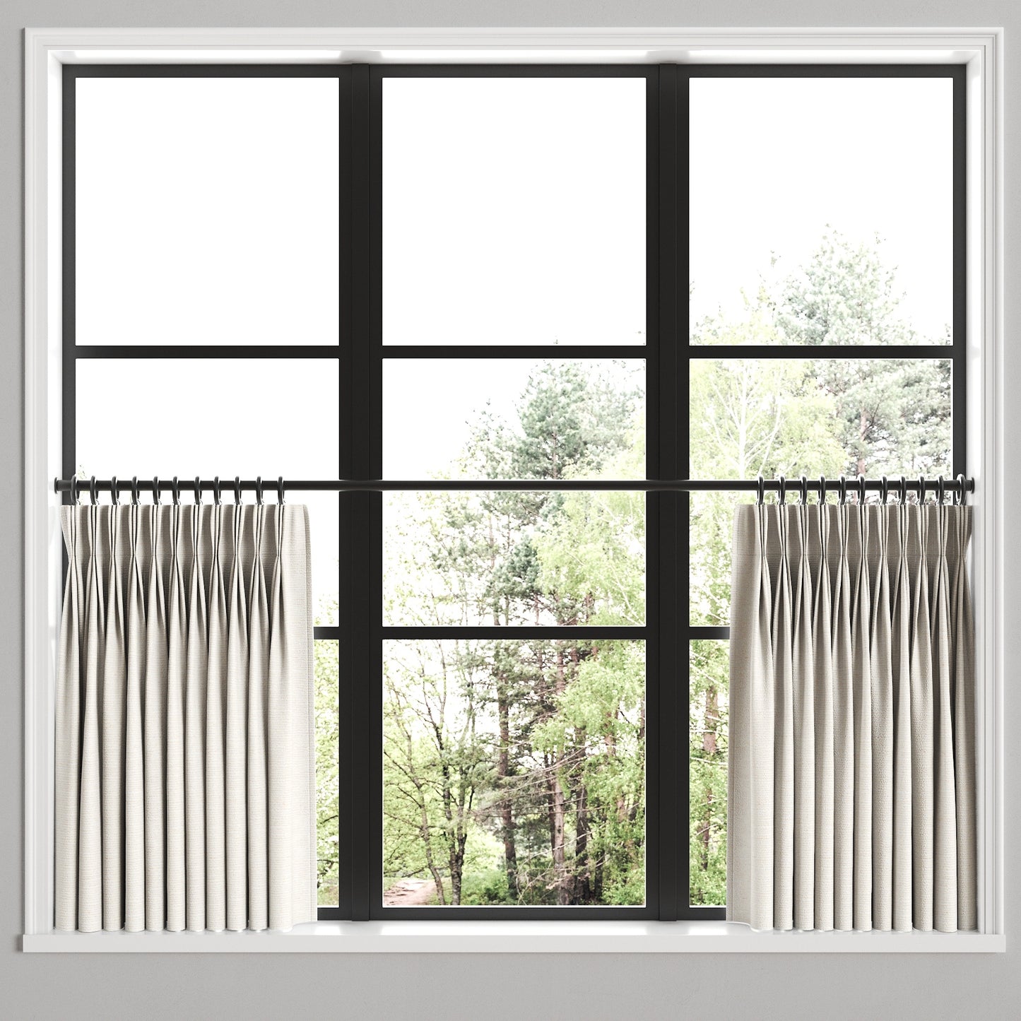 Pinch Pleat Cafe Curtains in Slubby Linen - White