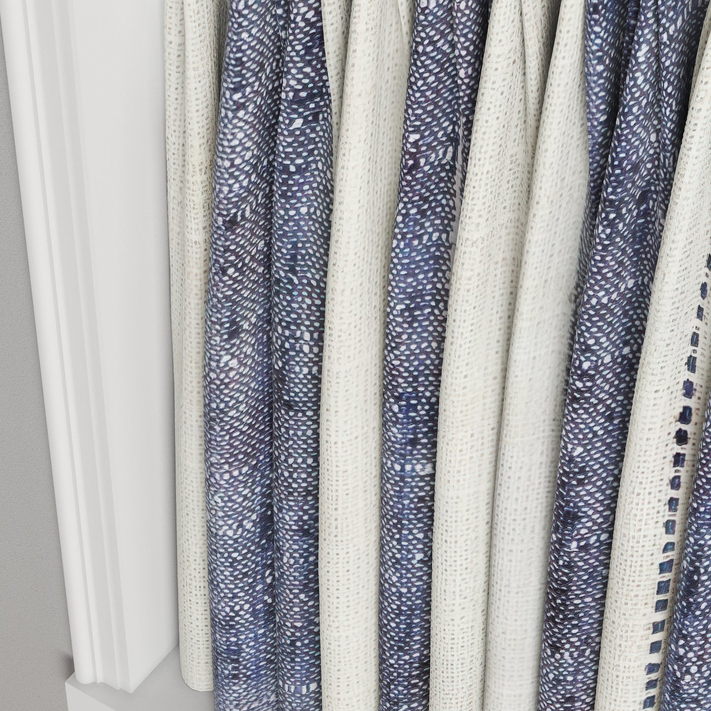 Pinch Pleat Cafe Curtains in French Laundry Stripe - Navy