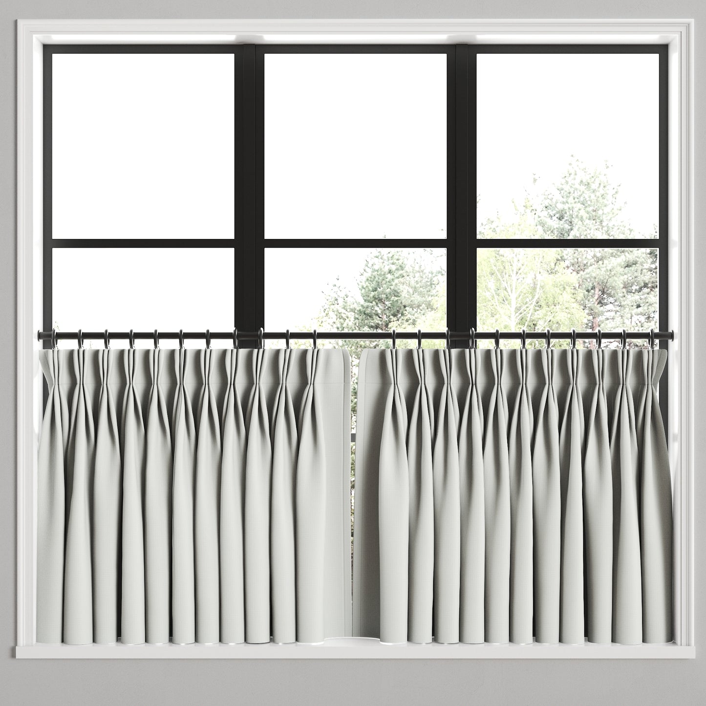 Pinch Pleat Cafe Curtains in Baldwin - Fog
