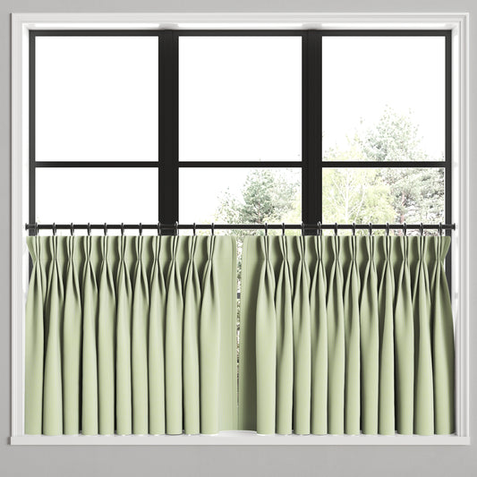 Pinch Pleat Cafe Curtains in Baldwin - Grass
