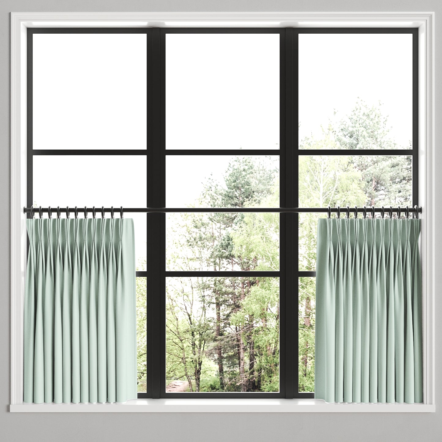 Pinch Pleat Cafe Curtains in Baldwin - Cornflower