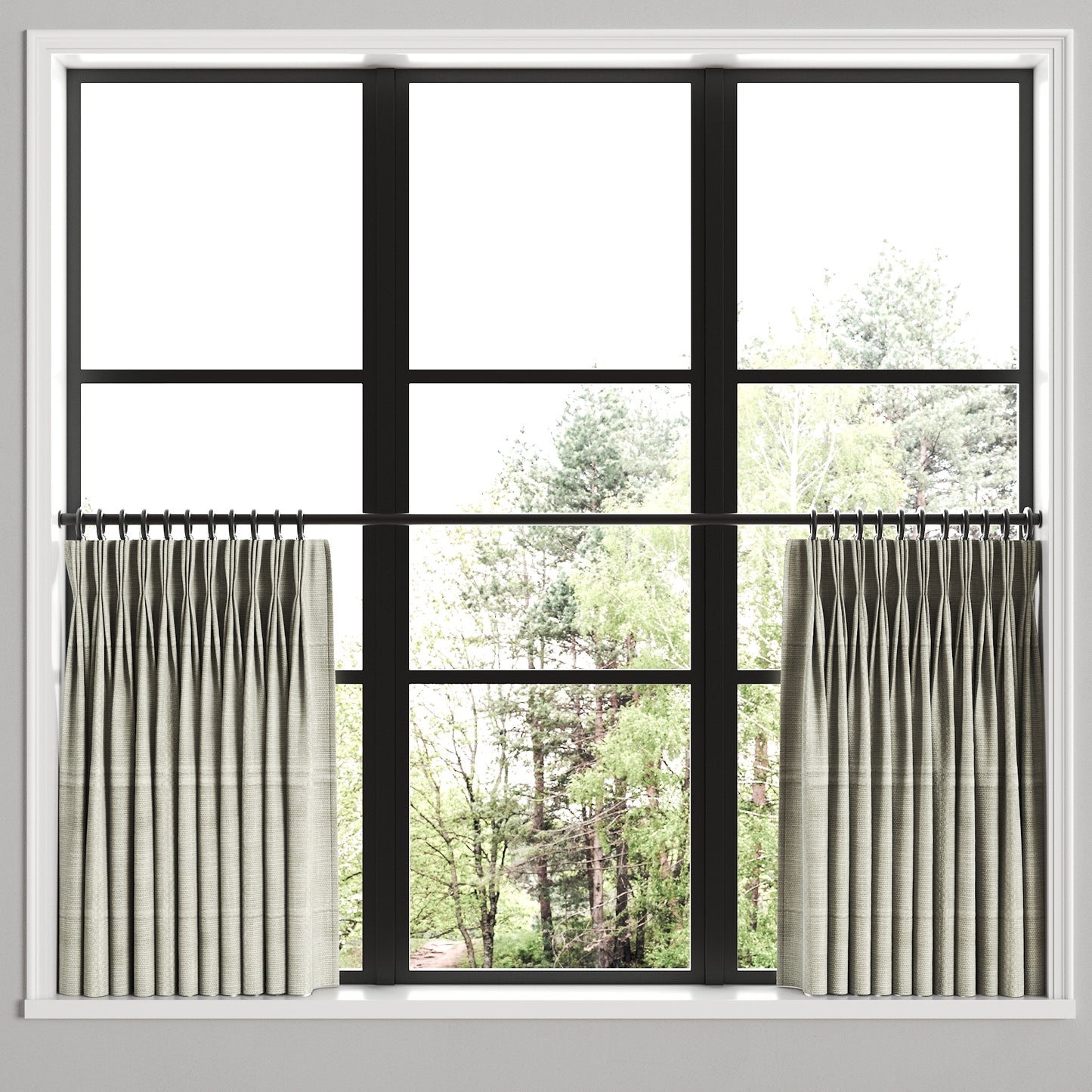 Pinch Pleat Cafe Curtains in Moray Dove