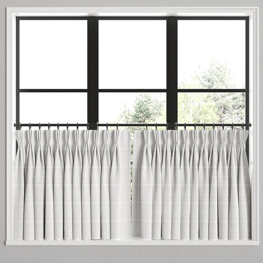 Pinch Pleat Cafe Curtains in Moray Pearl