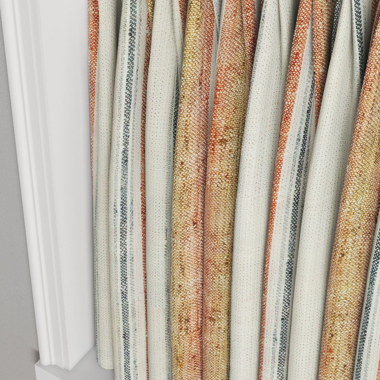 Pinch Pleat Cafe Curtains in French Laundry Stripe - Apricot