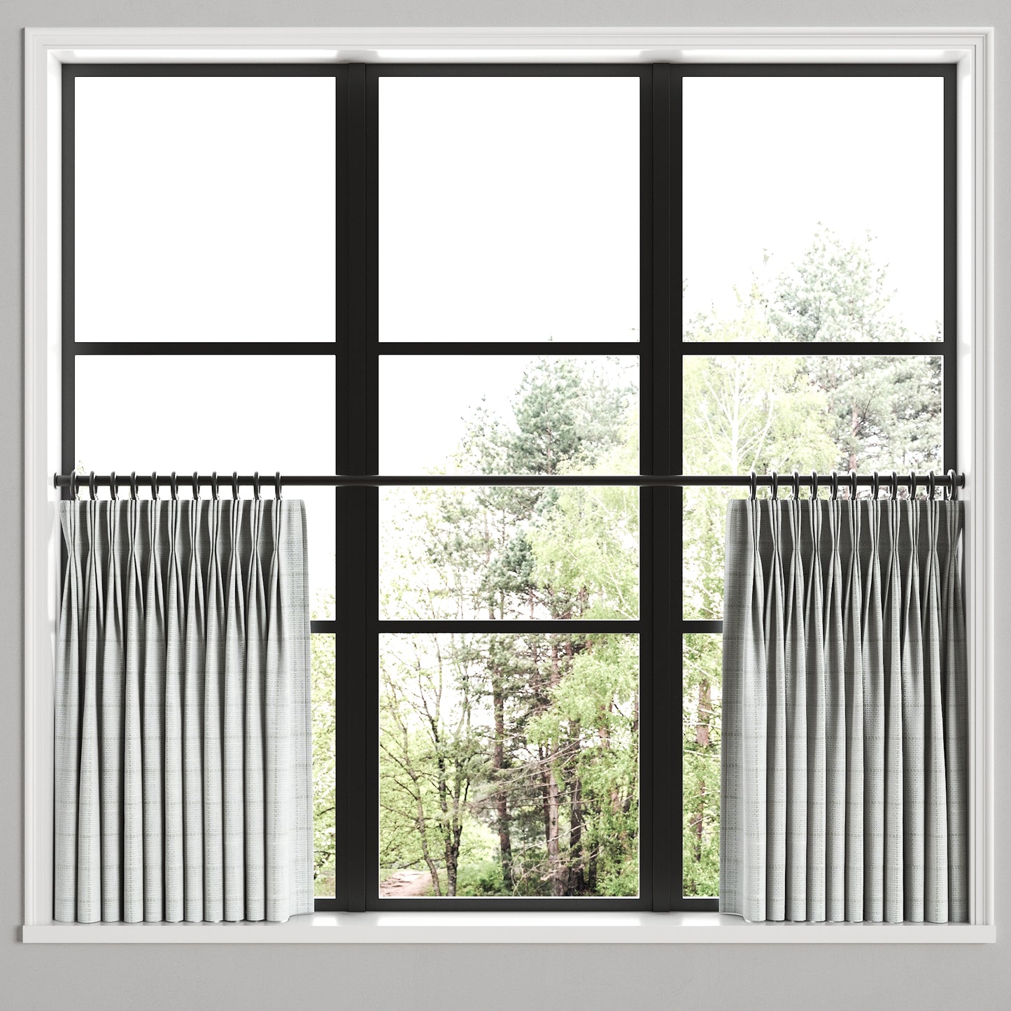 Pinch Pleat Cafe Curtains in 100% Linen - Salt Air