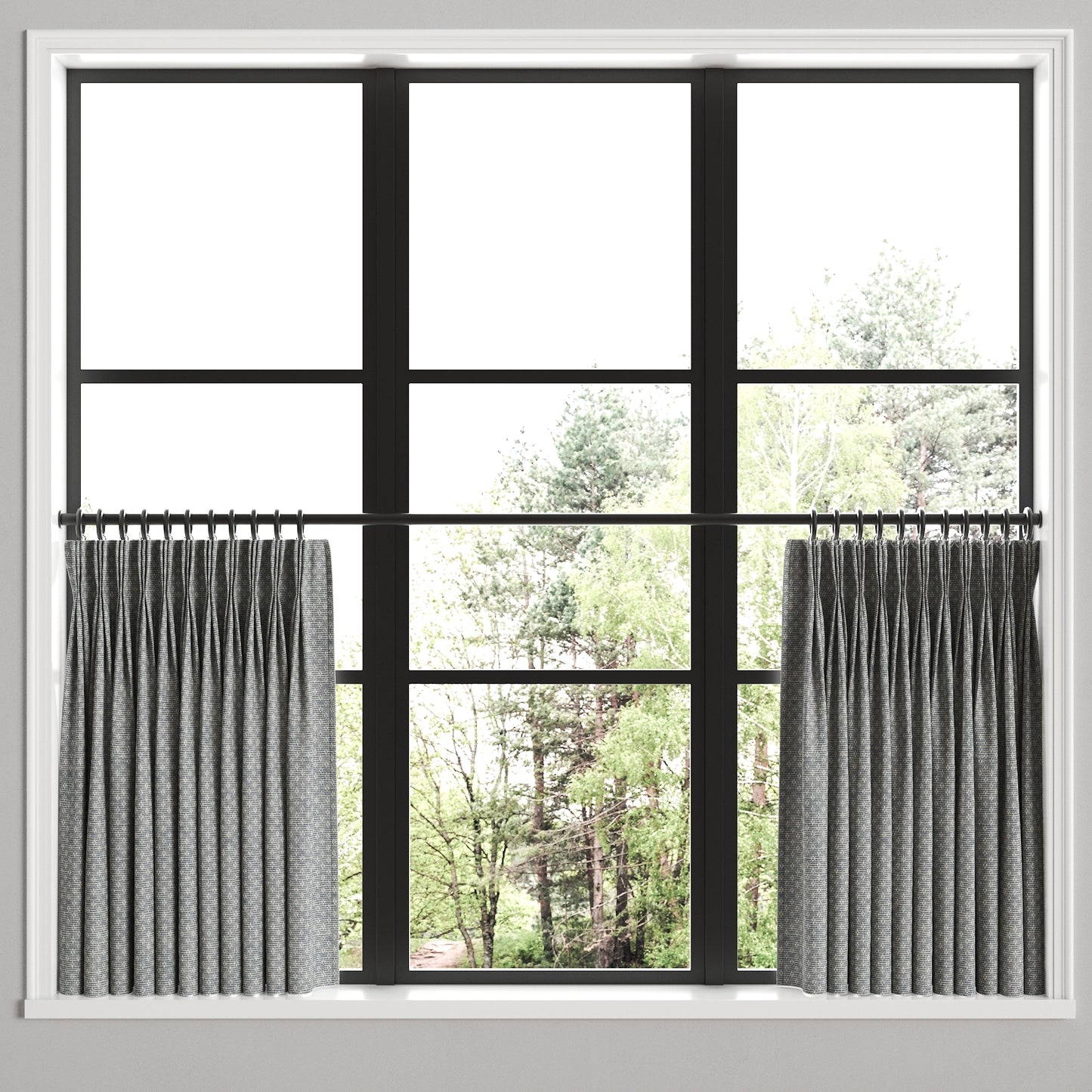 Pinch Pleat Cafe Curtains in Ditsy - Indigo