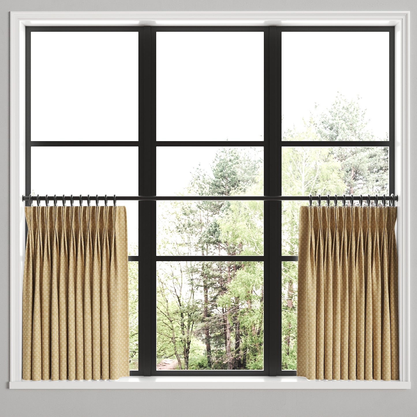 Pinch Pleat Cafe Curtains in Ditsy - Saddle