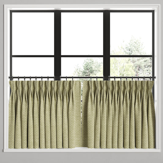 Pinch Pleat Cafe Curtains in Ditsy - Seaweed