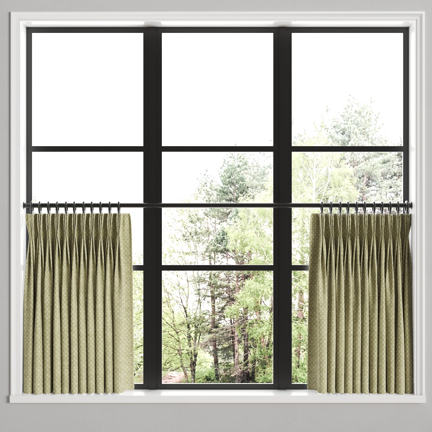 Pinch Pleat Cafe Curtains in Ditsy - Seaweed