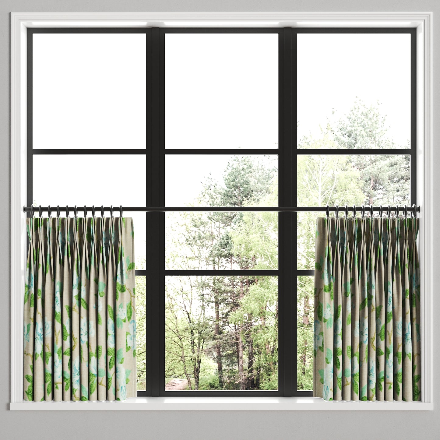 Pinch Pleat Cafe Curtains in Grandma's Floral - Pink