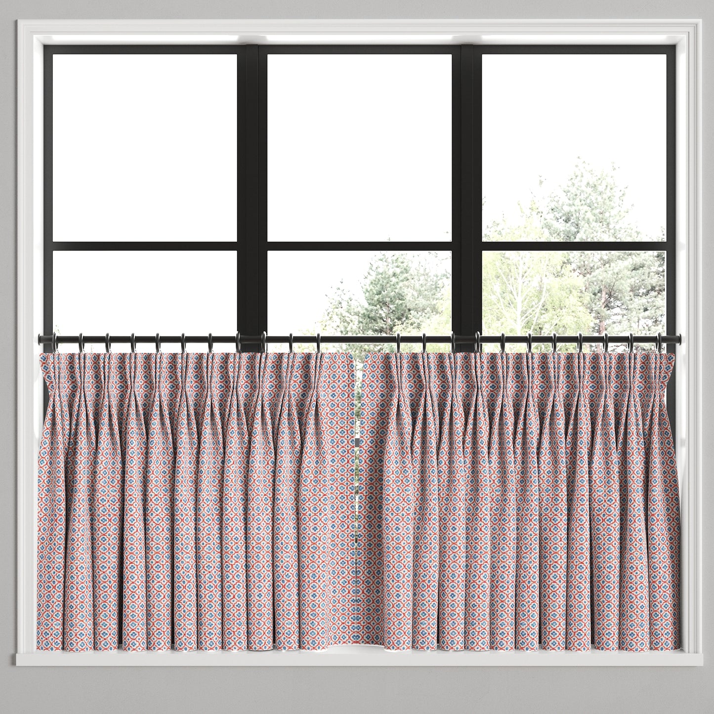 Pinch Pleat Cafe Curtains in Positive Print - Americana