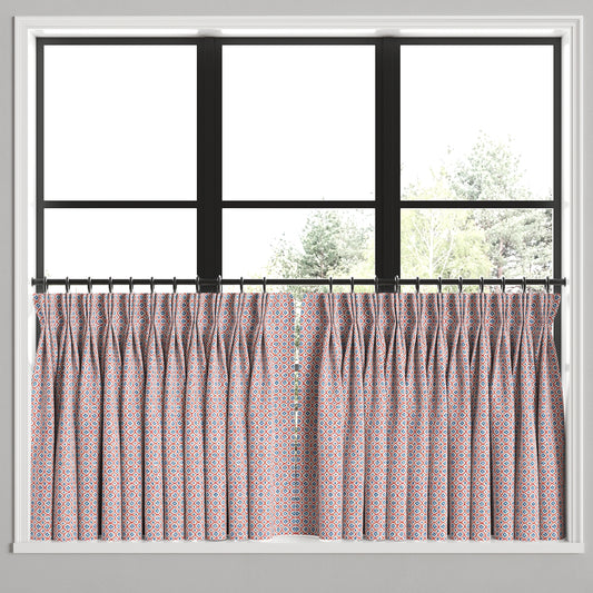 Pinch Pleat Cafe Curtains in Positive Print - Americana