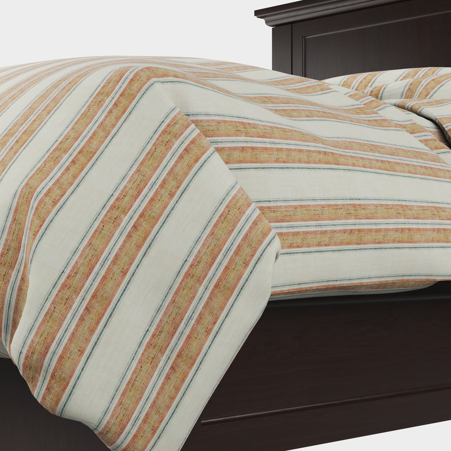 Duvet Cover in French Laundry Stripe - Apricot