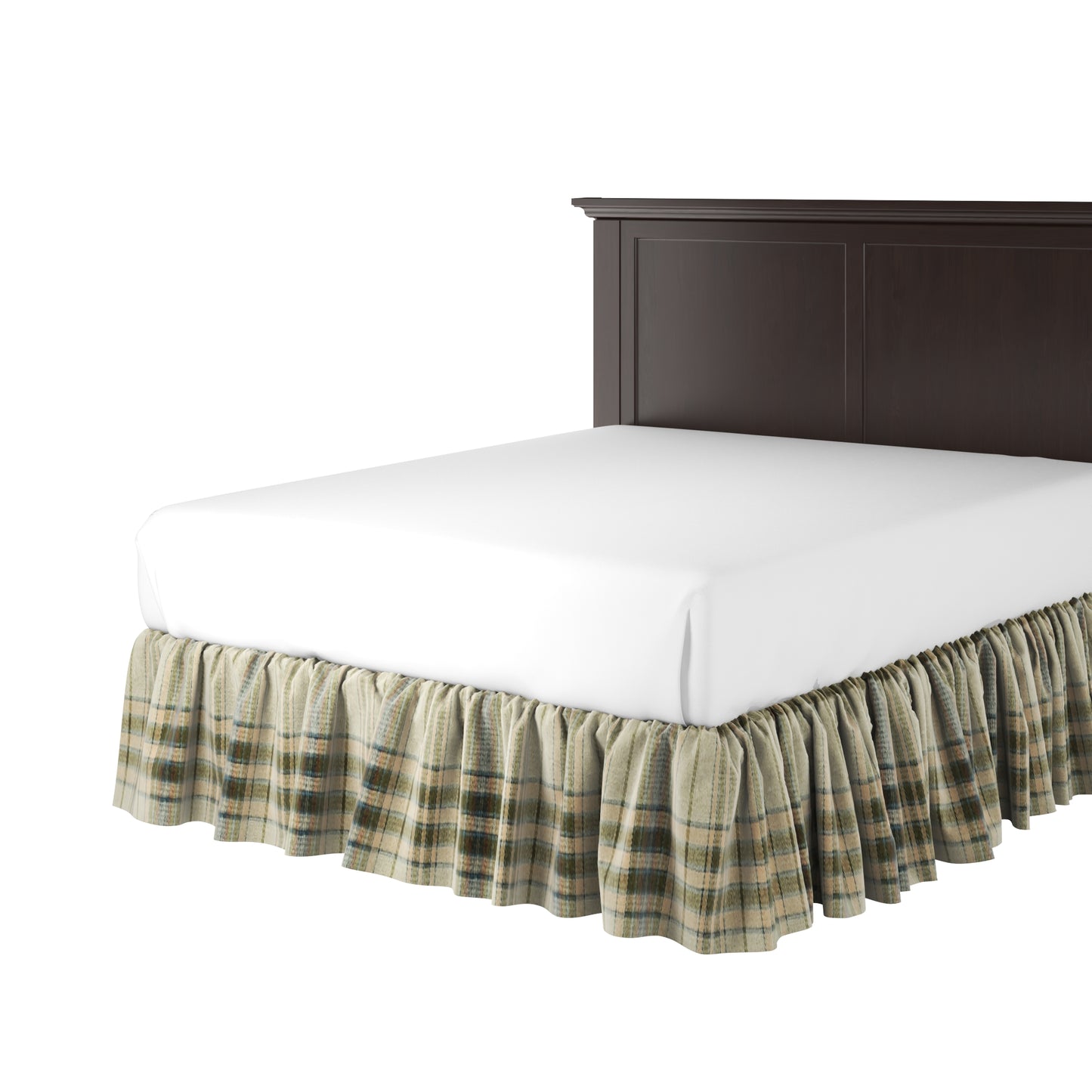 Ruffle Bedskirt in Tartan - Cappuccino