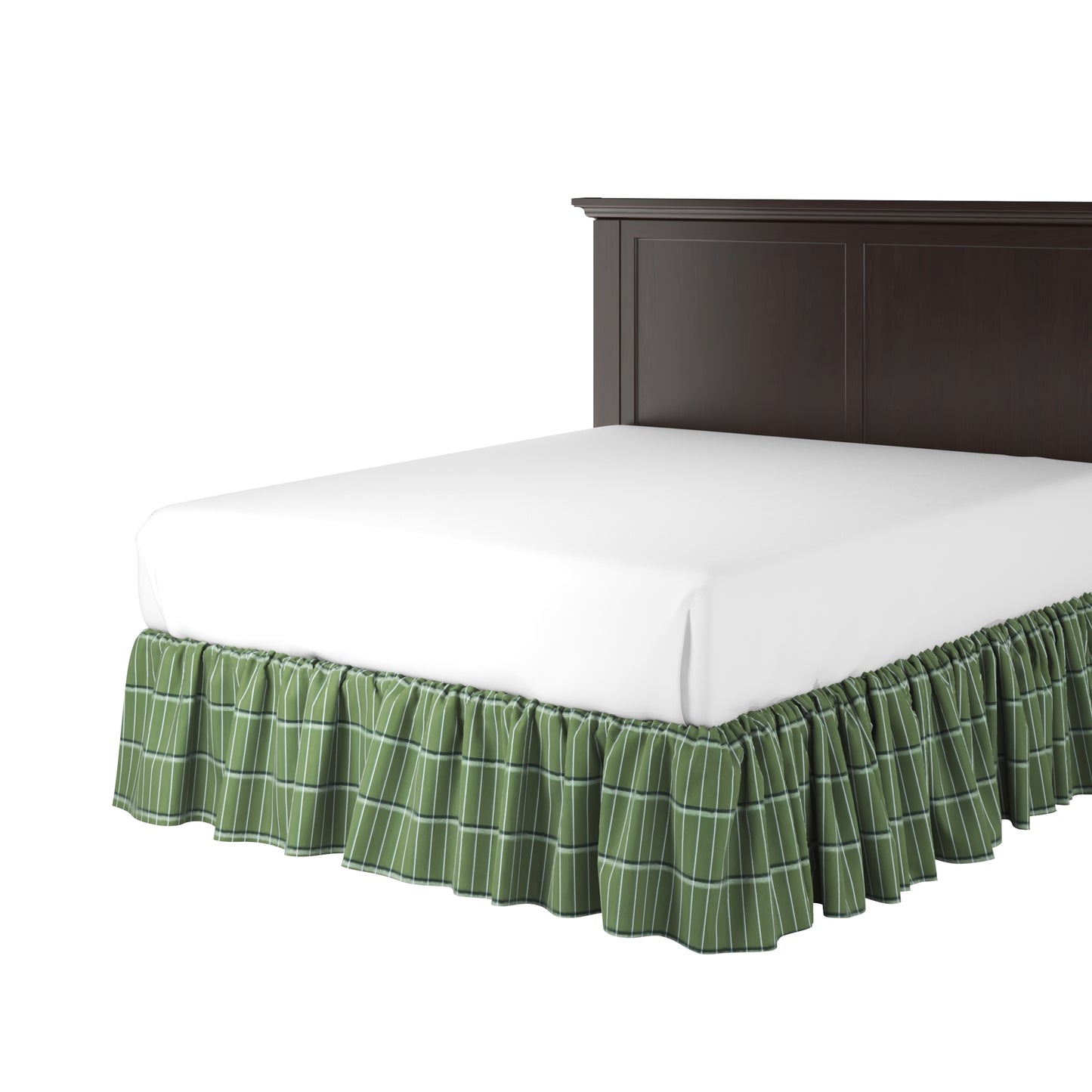 Ruffle Bedskirt in Check With Me - Pine