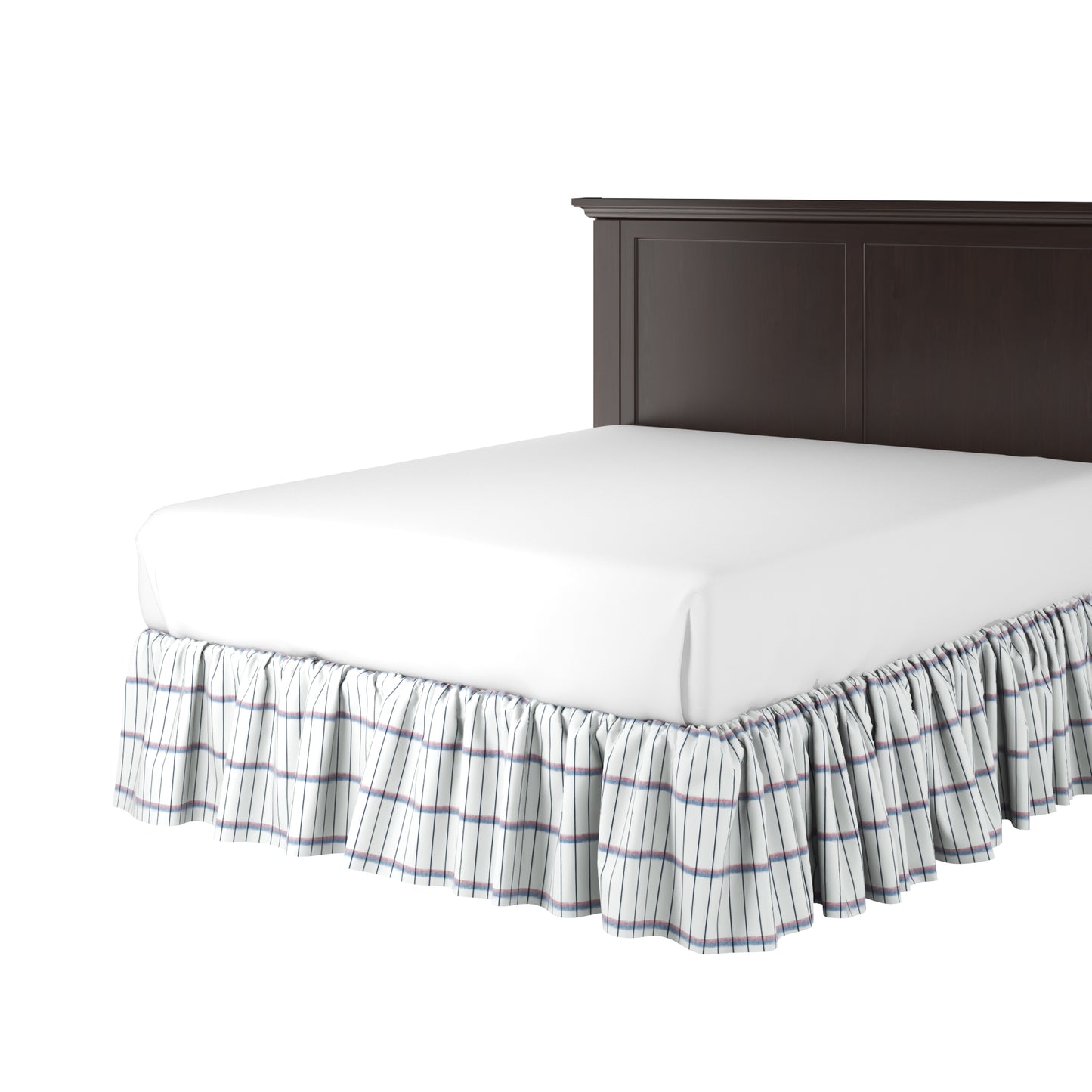 Ruffle Bedskirt in Check With Me - White