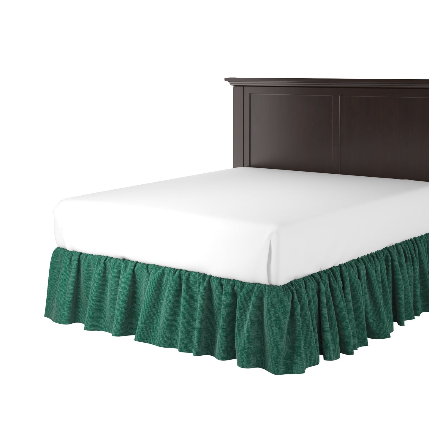 Ruffle Bedskirt in Slubby Linen - Spruce