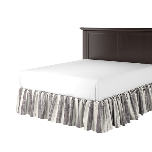 Ruffle Bedskirt in French Laundry Stripe - Midnights