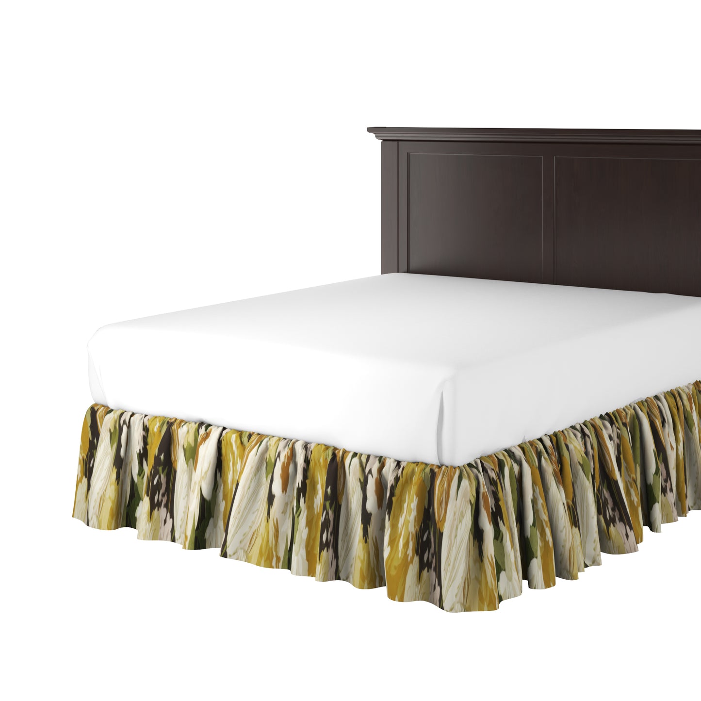 Ruffle Bedskirt in Garden Tea Time - Moonglow
