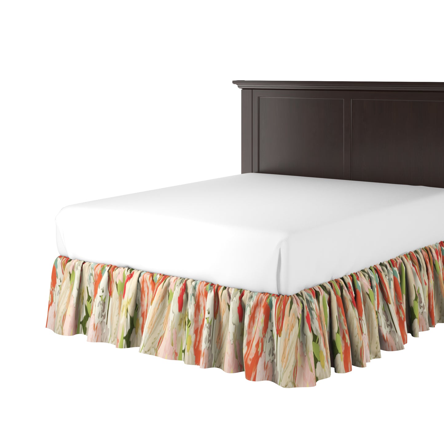 Ruffle Bedskirt in Garden Tea Time - Pink