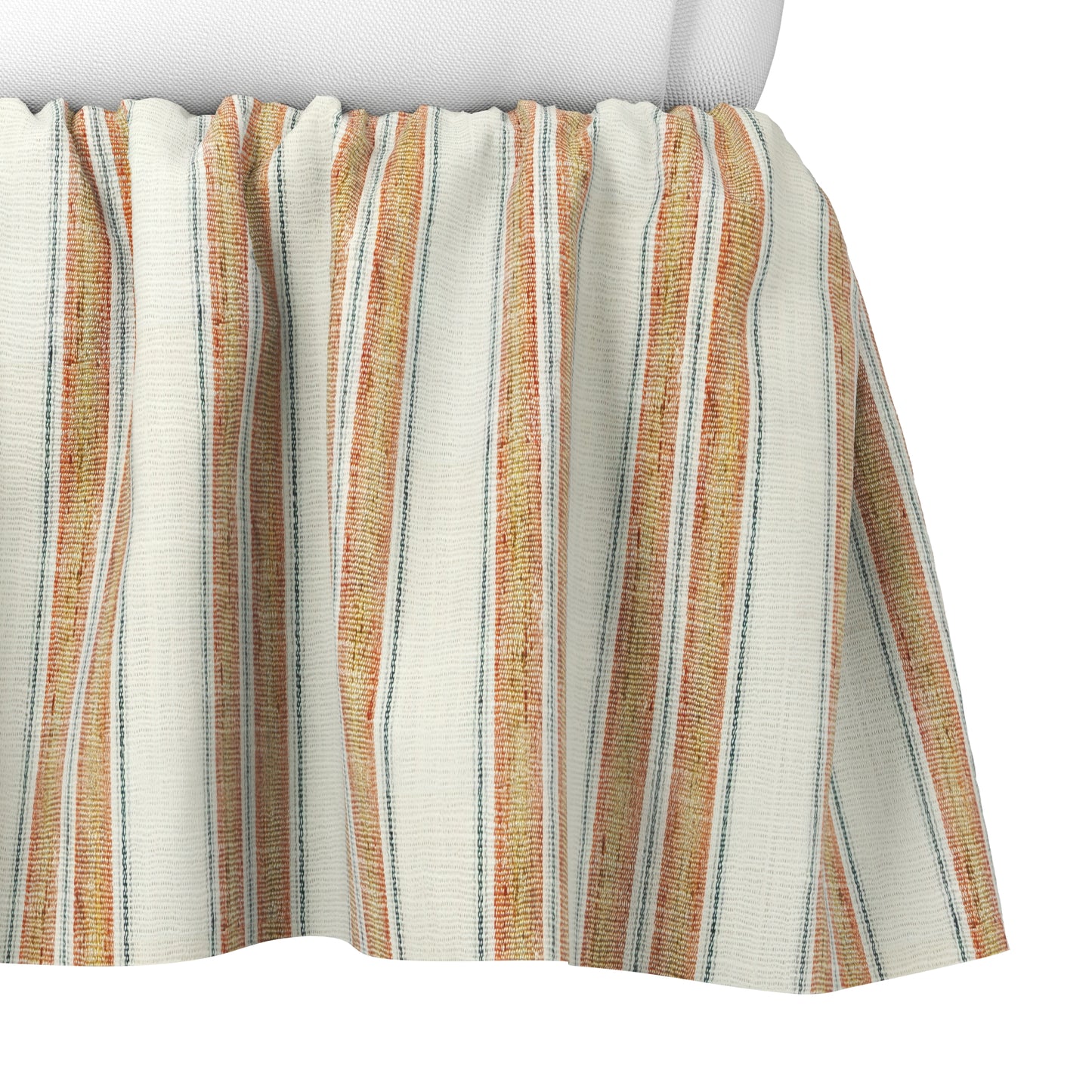 Ruffle Bedskirt in French Laundry Stripe - Apricot