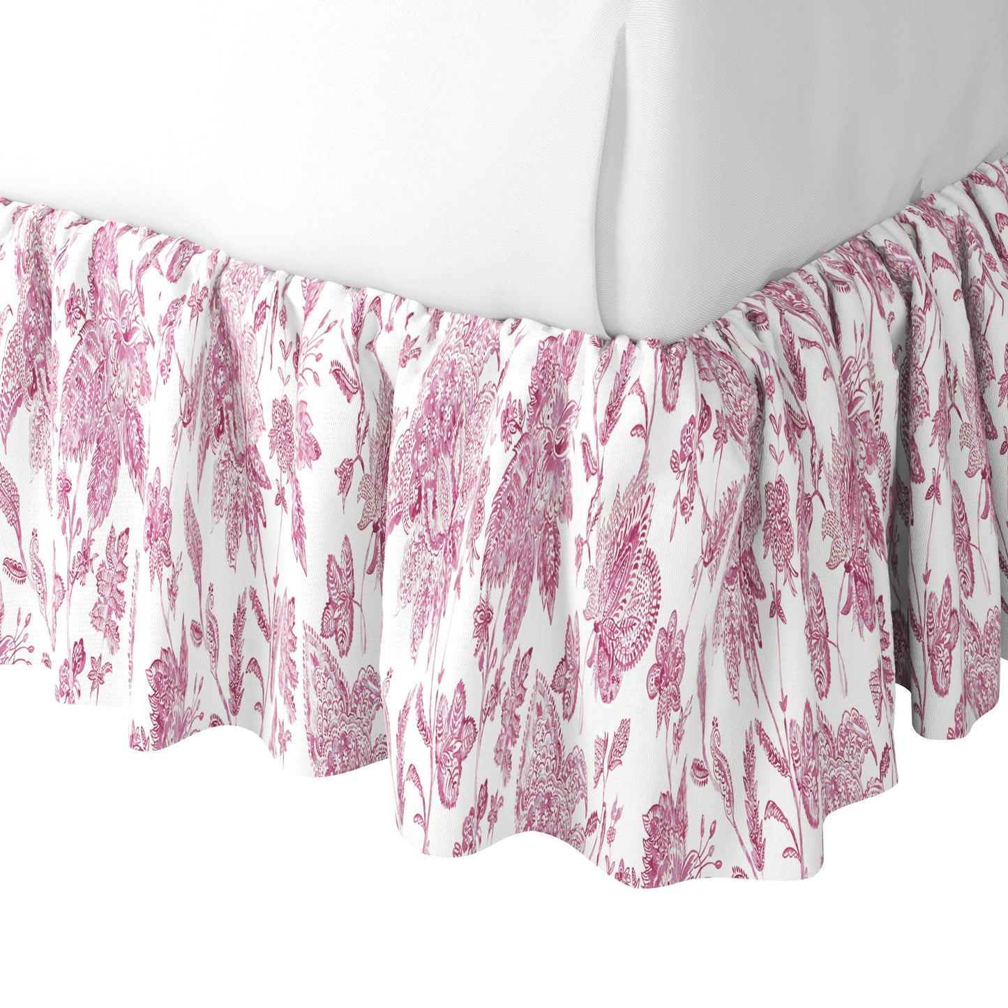 Ruffle Bedskirt in Toile - Strawberry