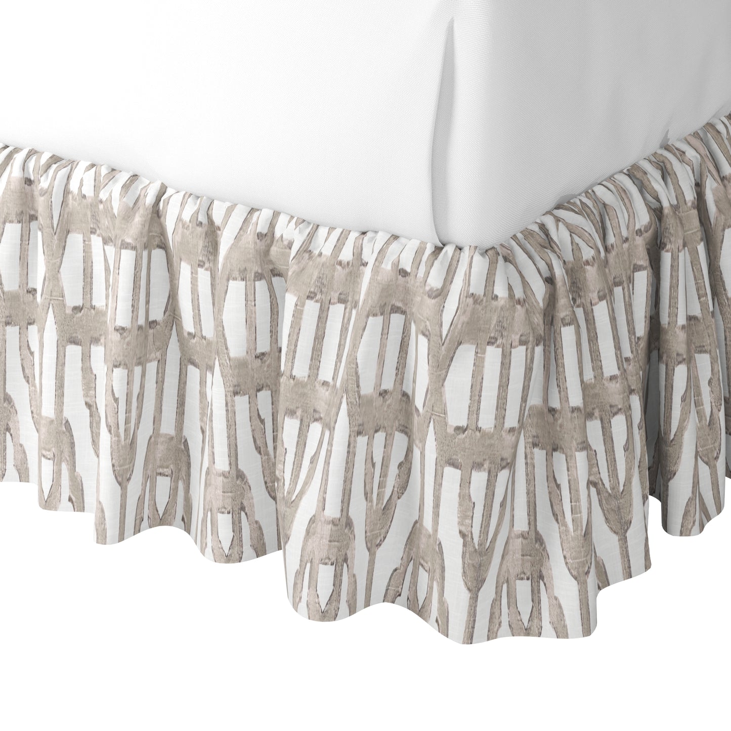 Ruffle Bedskirt in Trellis Like It Is - Beige
