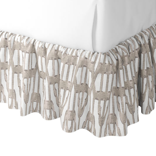 Ruffle Bedskirt in Trellis Like It Is - Beige