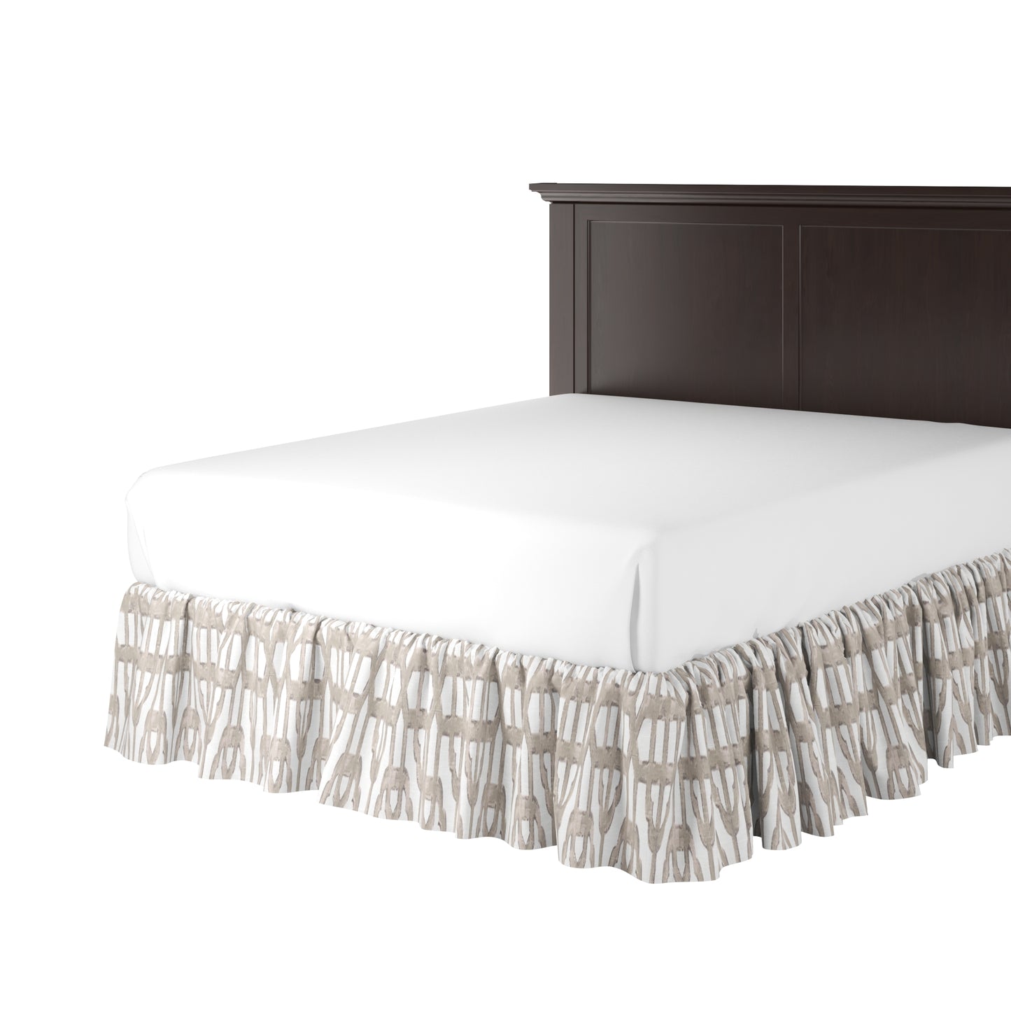 Ruffle Bedskirt in Trellis Like It Is - Beige