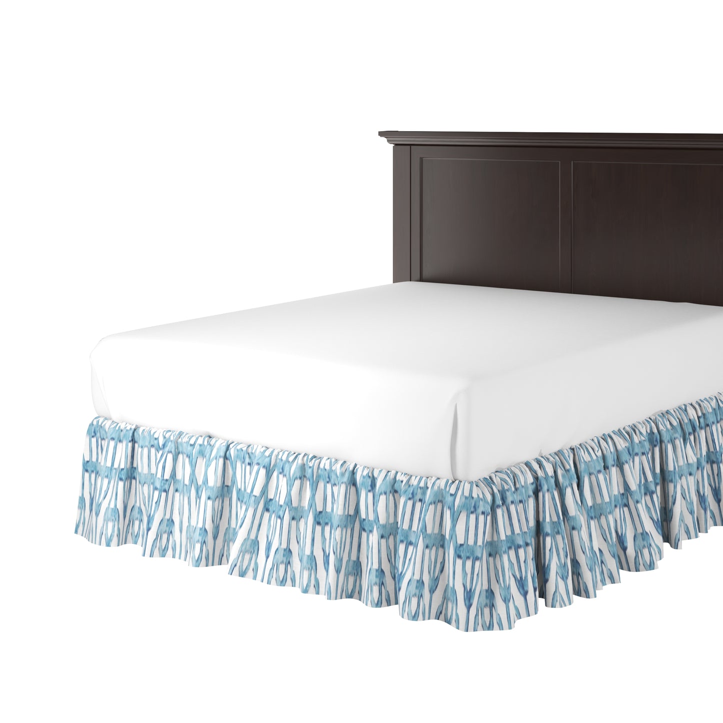 Ruffle Bedskirt in Trellis Like It Is - Waves