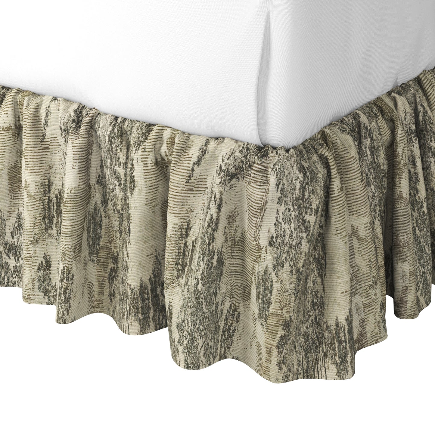 Ruffle Bedskirt in Country Toile - Onyx