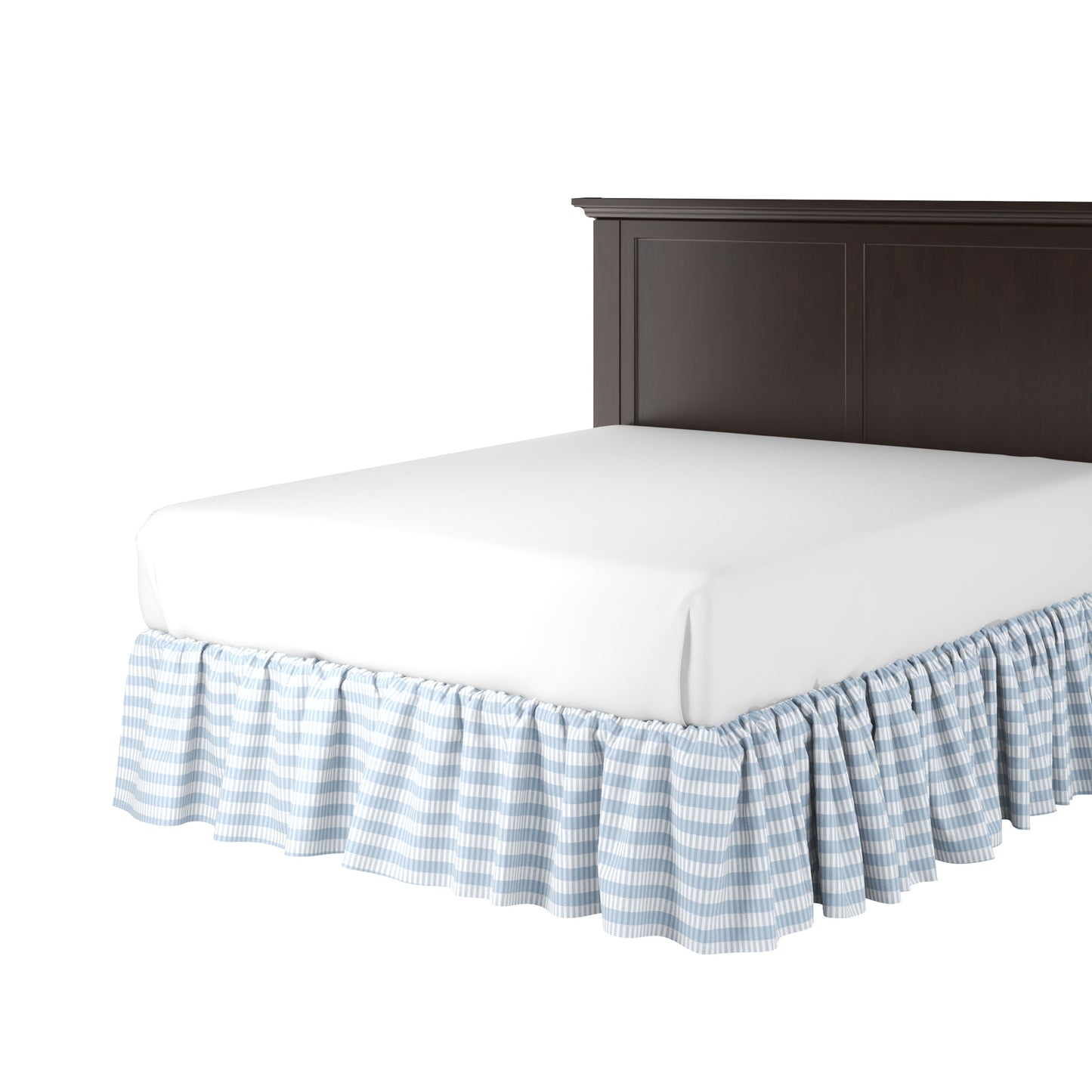 Ruffle Bedskirt in Gingham - Blue Jean