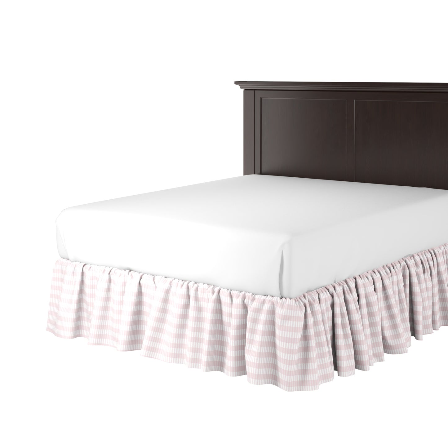 Ruffle Bedskirt in Gingham - Light Pink