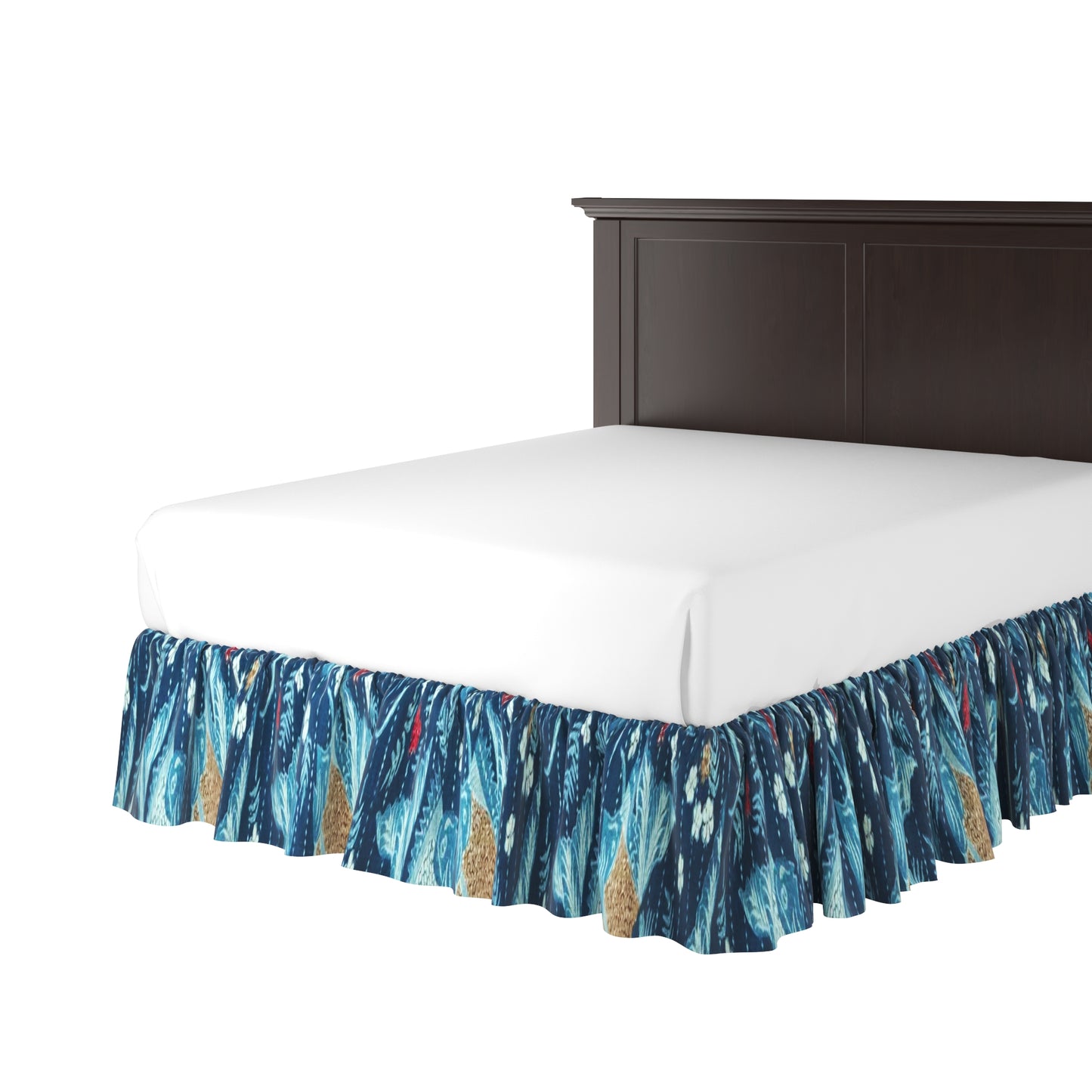 Ruffle Bedskirt in Koi Pond - Blue