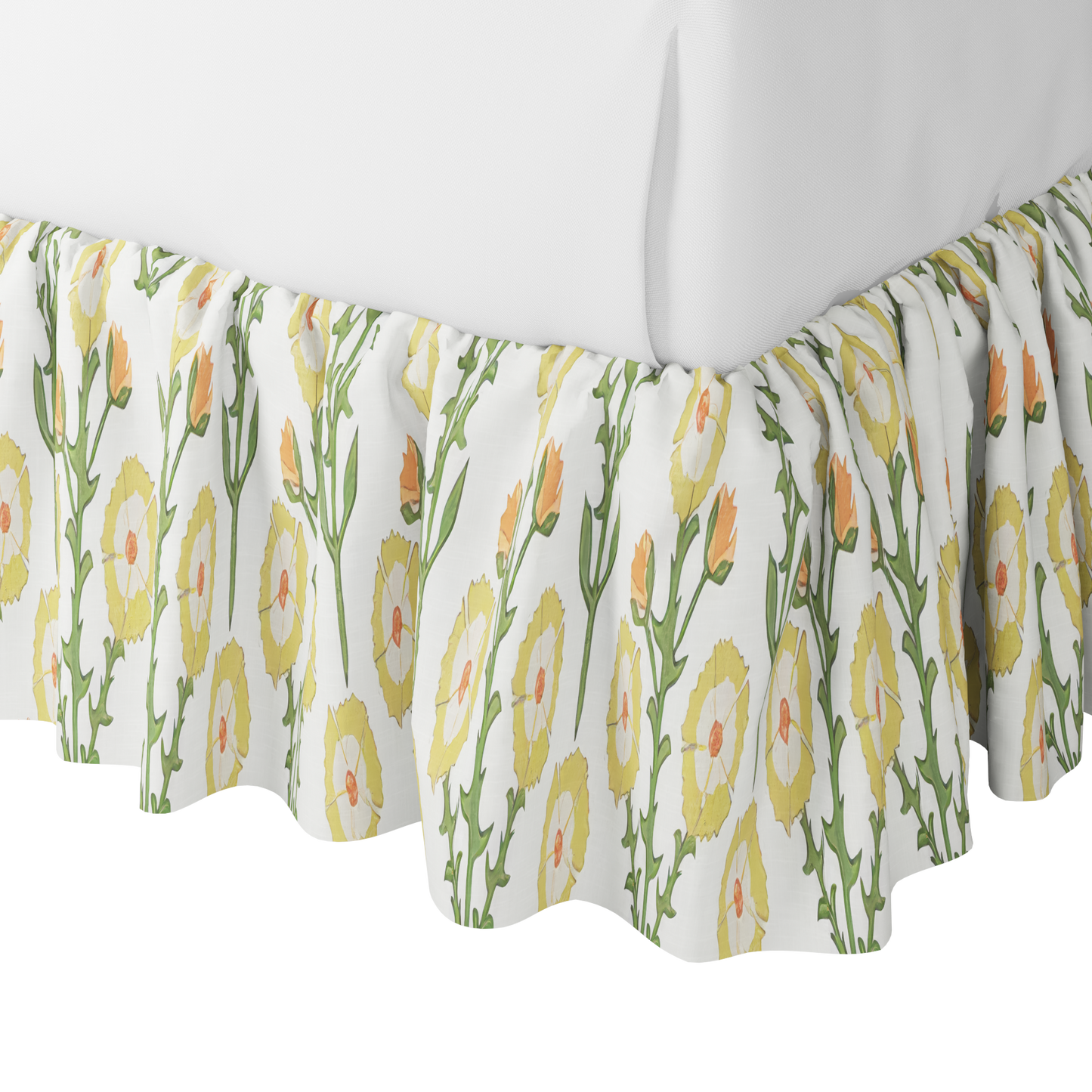 Ruffle Bedskirt in Cottage Flowers - Sunbeam