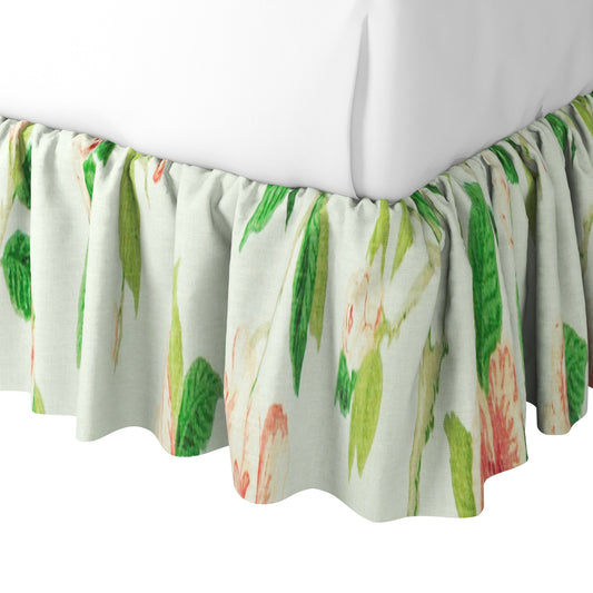 Ruffle Bedskirt in Grandma's Floral - Coral