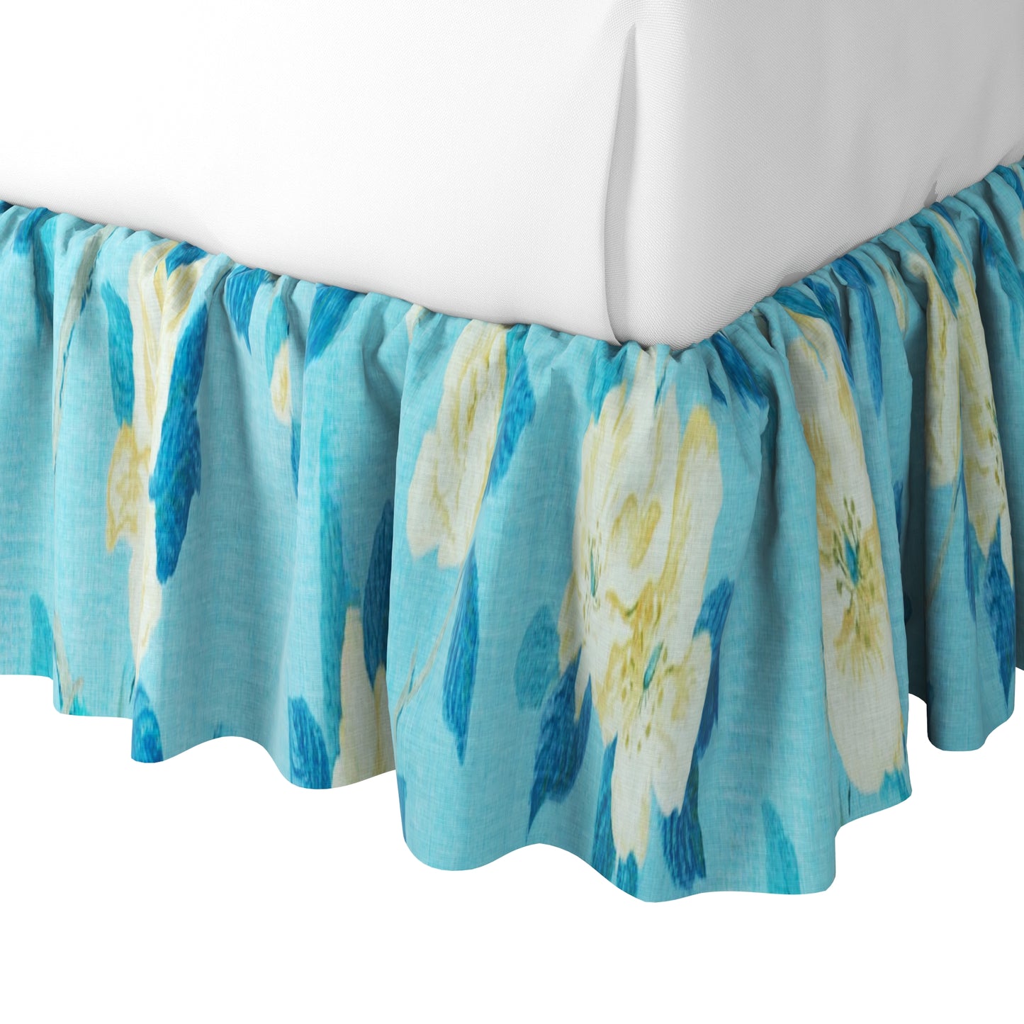 Ruffle Bedskirt in Grandma's Floral - Pale Blue