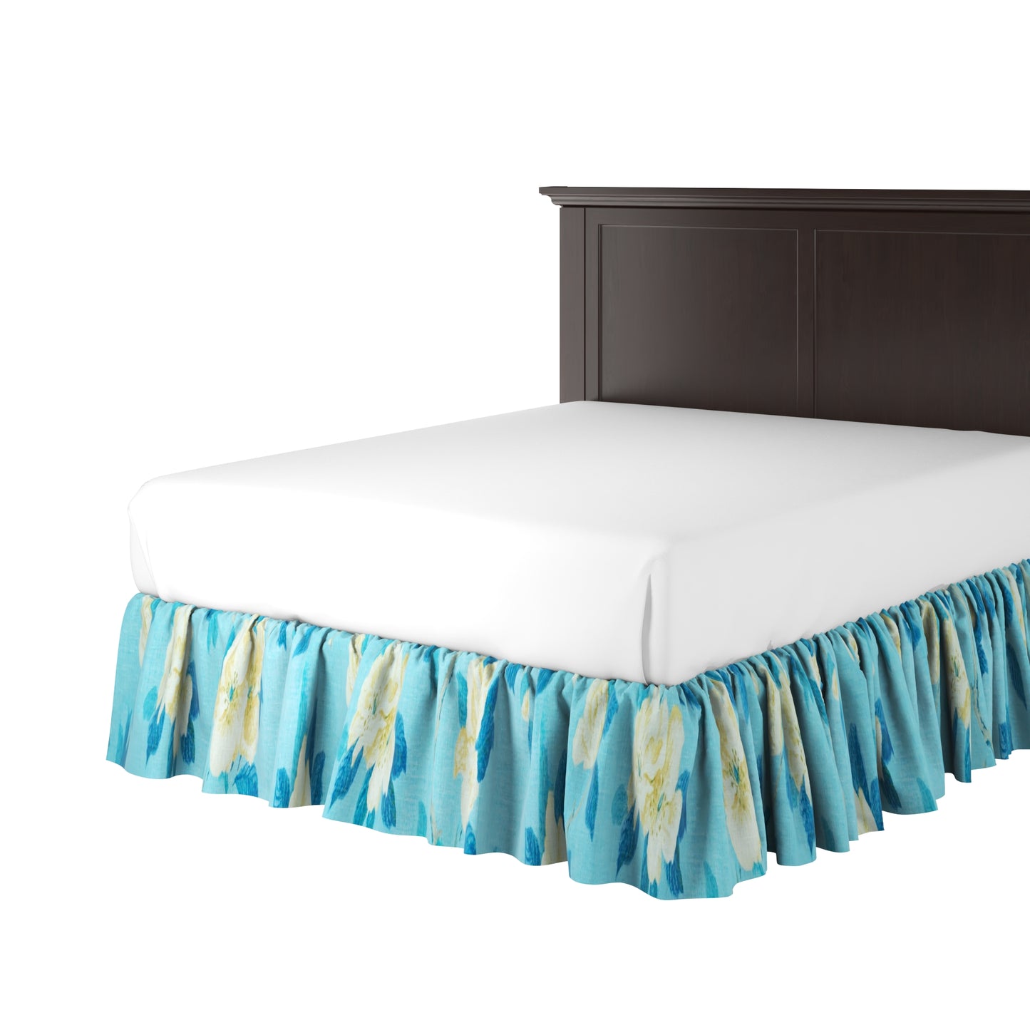Ruffle Bedskirt in Grandma's Floral - Pale Blue