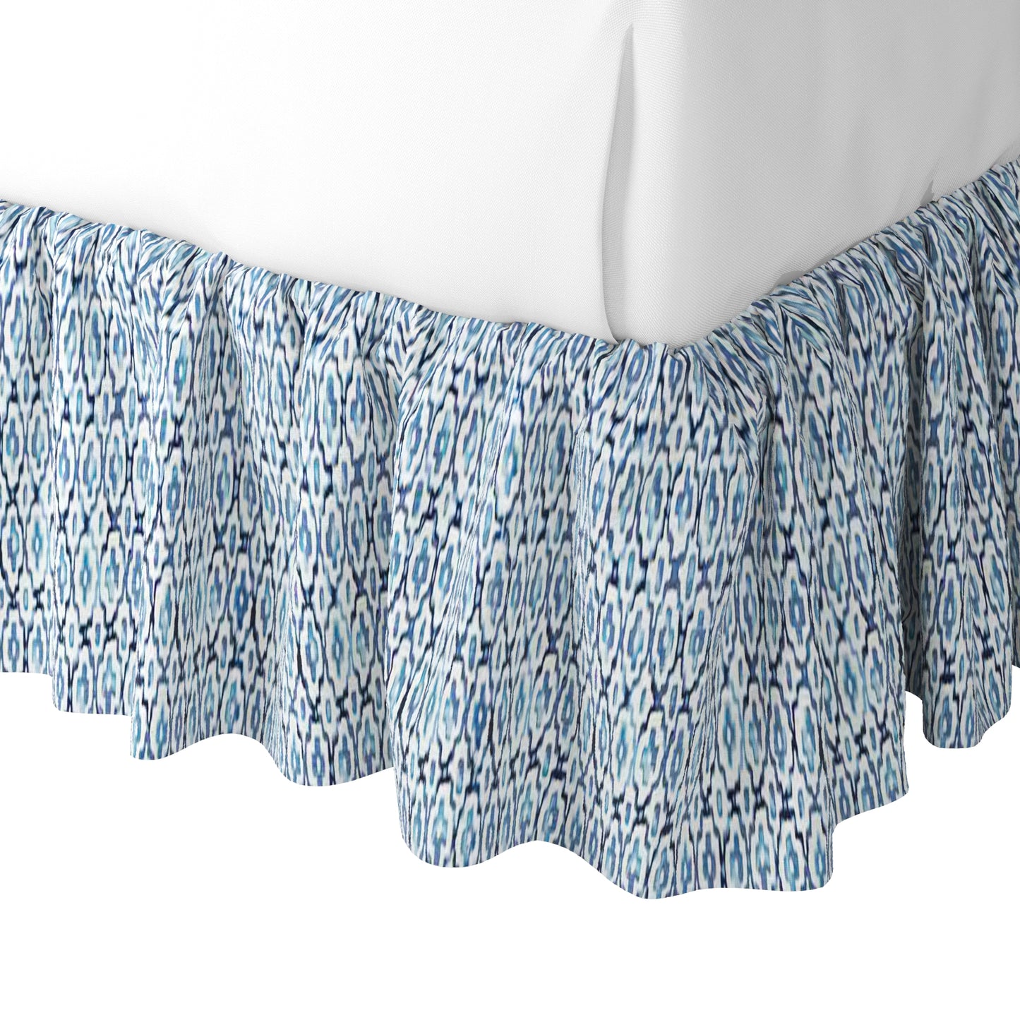 Ruffle Bedskirt in Positive Print - Azure