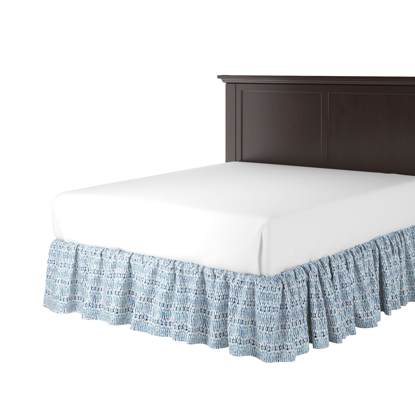 Ruffle Bedskirt in Positive Print - Azure