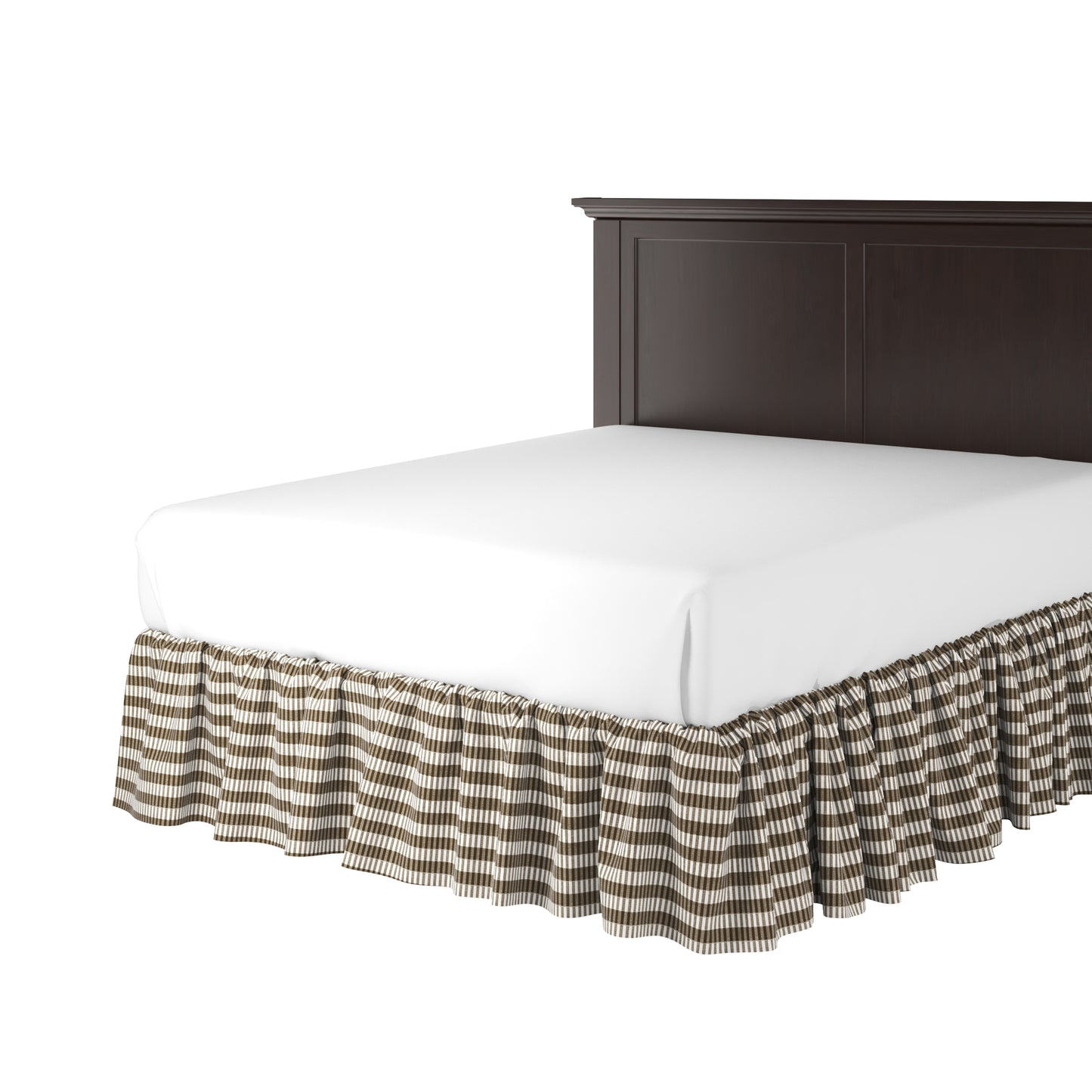 Ruffle Bedskirt in Gingham - Chestnut