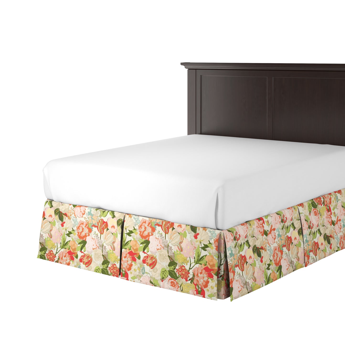 Tailored Bedskirt in Garden Tea Time - Pink