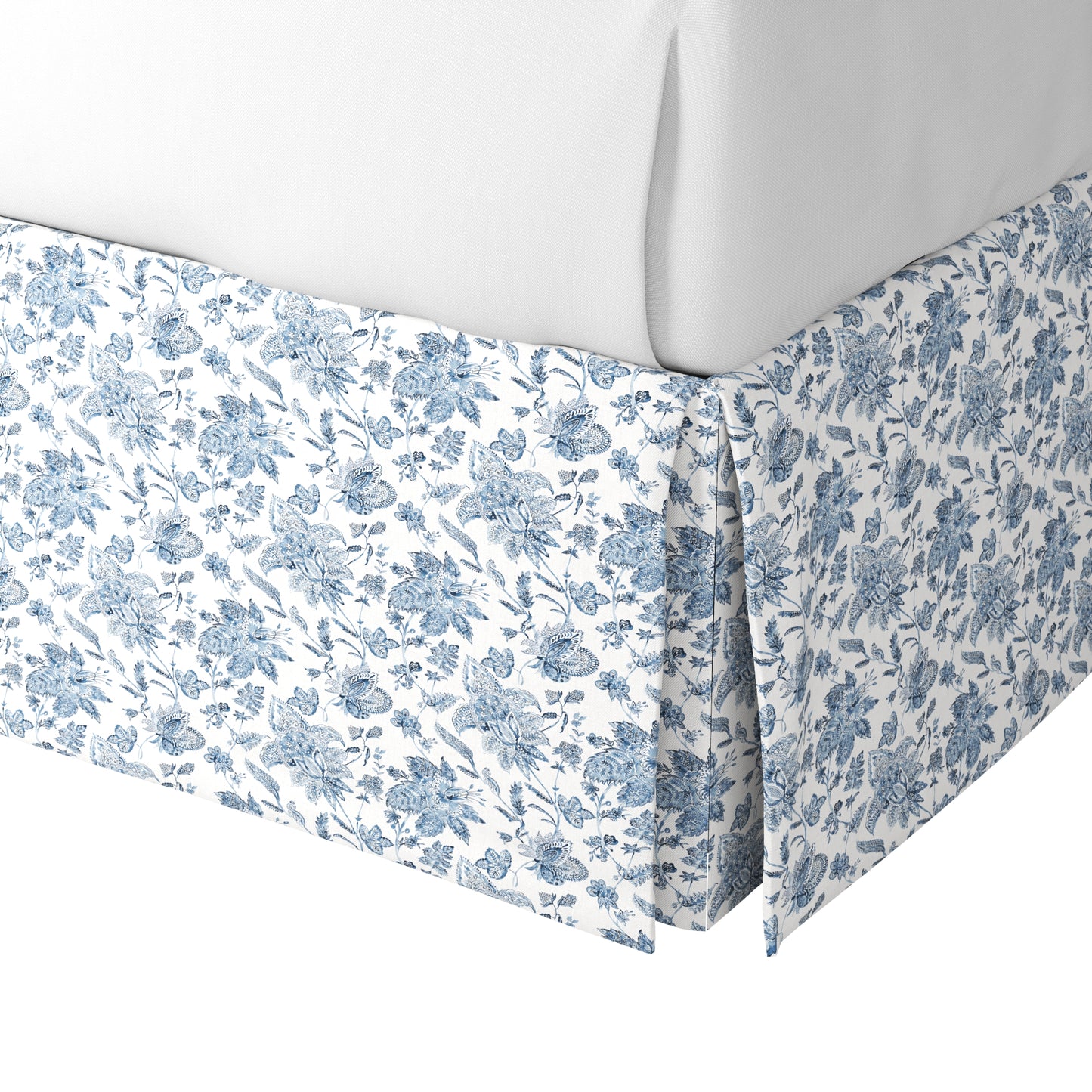 Tailored Bedskirt in Toile - Blue Skies